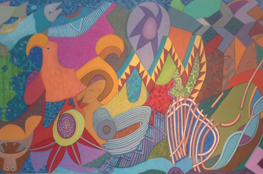 Imaginario de los Textiles Mexicanos - Budapest, Hungría - 2 x 7 mts -Acríico Sobre Tela - 2013