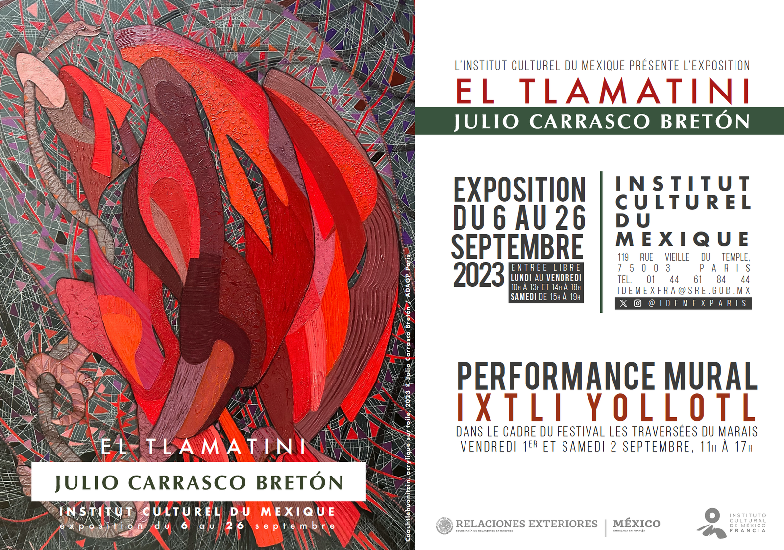 Exposición «El Tlamatini» en el Instituto Cultural de México, en Francia